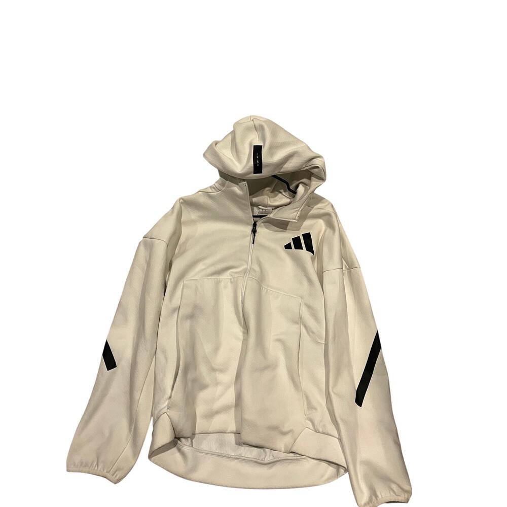 Adidas Zip Up Hoodie White Mens Large
